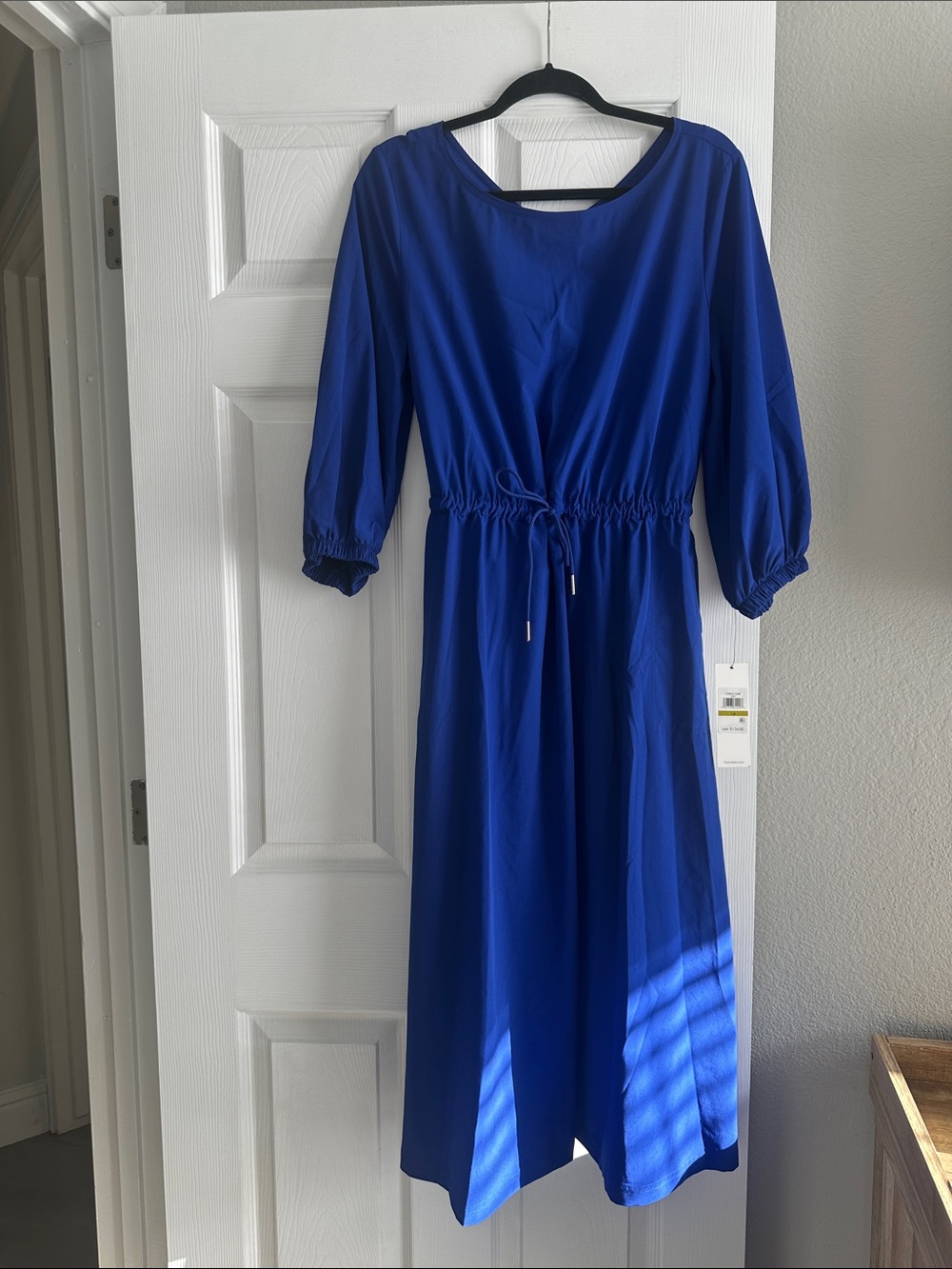 Calvin Klein Royal Blue Long-Sleeve Midi Dress